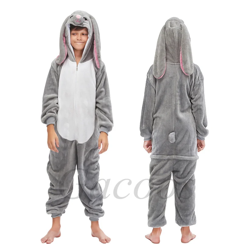 Kids Cat Onesie Unicorn Cosplay Animal One Piece Zipper Pajamas Child Halloween Pijamas Boys Girls Kigurumi Anime Hooded Outfits