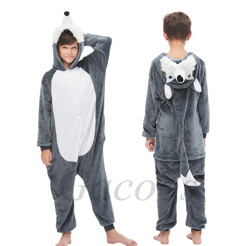 Kids Cat Onesie Unicorn Cosplay Animal One Piece Zipper Pajamas Child Halloween Pijamas Boys Girls Kigurumi Anime Hooded Outfits