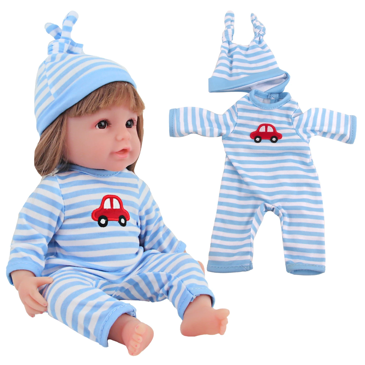 12-inch New Baby Girl Doll Clothes Cute Rabbit Car Chick Jumpsuits Pajamas For 30cm Cotton Doll Toy Accessories
