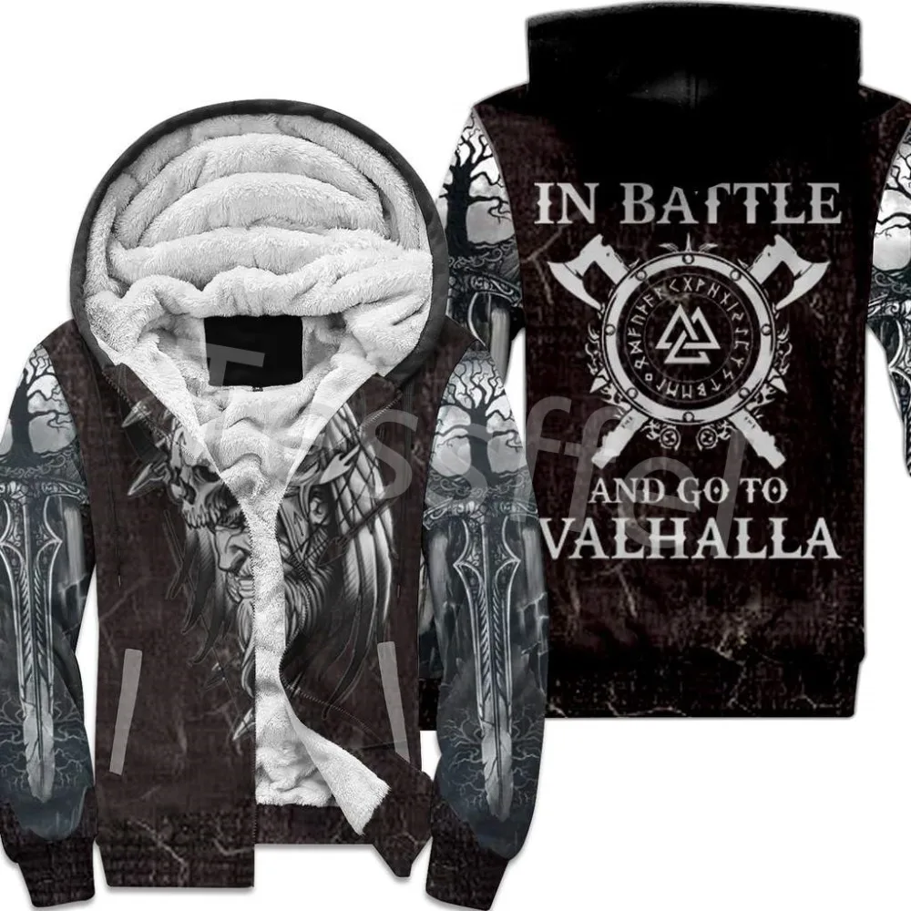 NewFashion Tessffel 3DPrint Odin God Fenrir Wolf Tattoo Harajuku Winter Thick Warm Fleece Hoodies Casual Coat Zipper Jacket X3