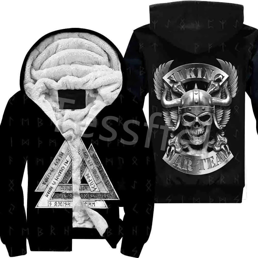 NewFashion Tessffel 3DPrint Odin God Fenrir Wolf Tattoo Harajuku Winter Thick Warm Fleece Hoodies Casual Coat Zipper Jacket X3