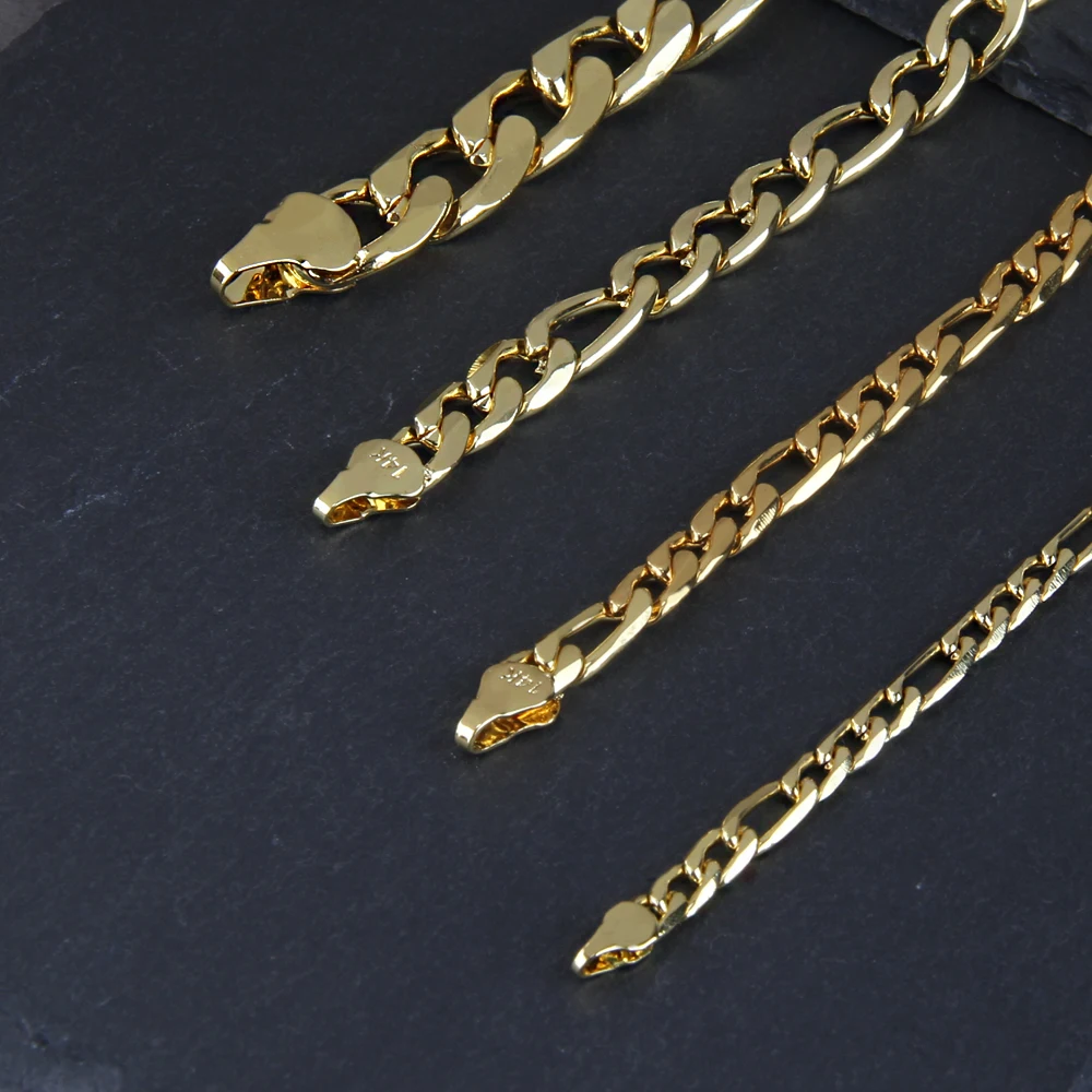 Figaro Chain Necklace for Men Women Stainless Steel Gold Color Basic Punk Long Thick Link Chains Jewelry Gift Wholesale