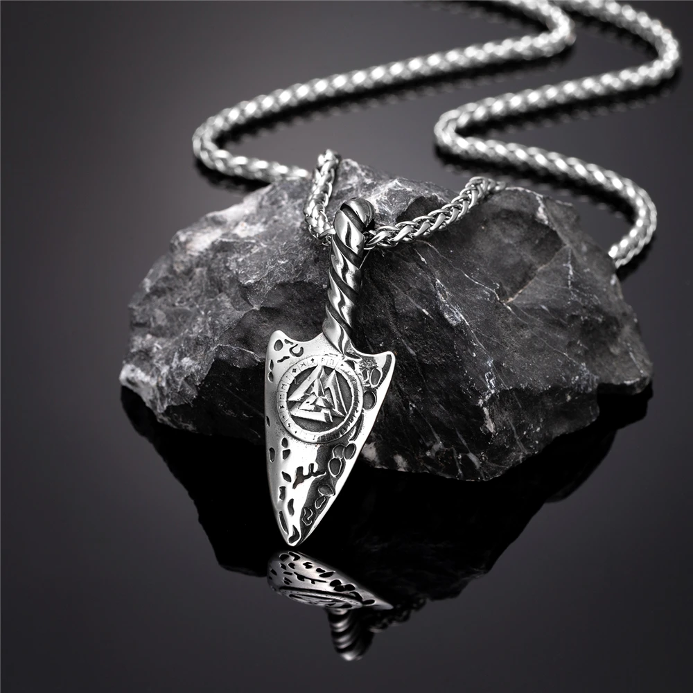 Never Fade Norse Compass Gold Color Necklace Men Vikings Runes Stainless Steel Trident Vegvisir Amulet Pendant Icelandic Jewelry