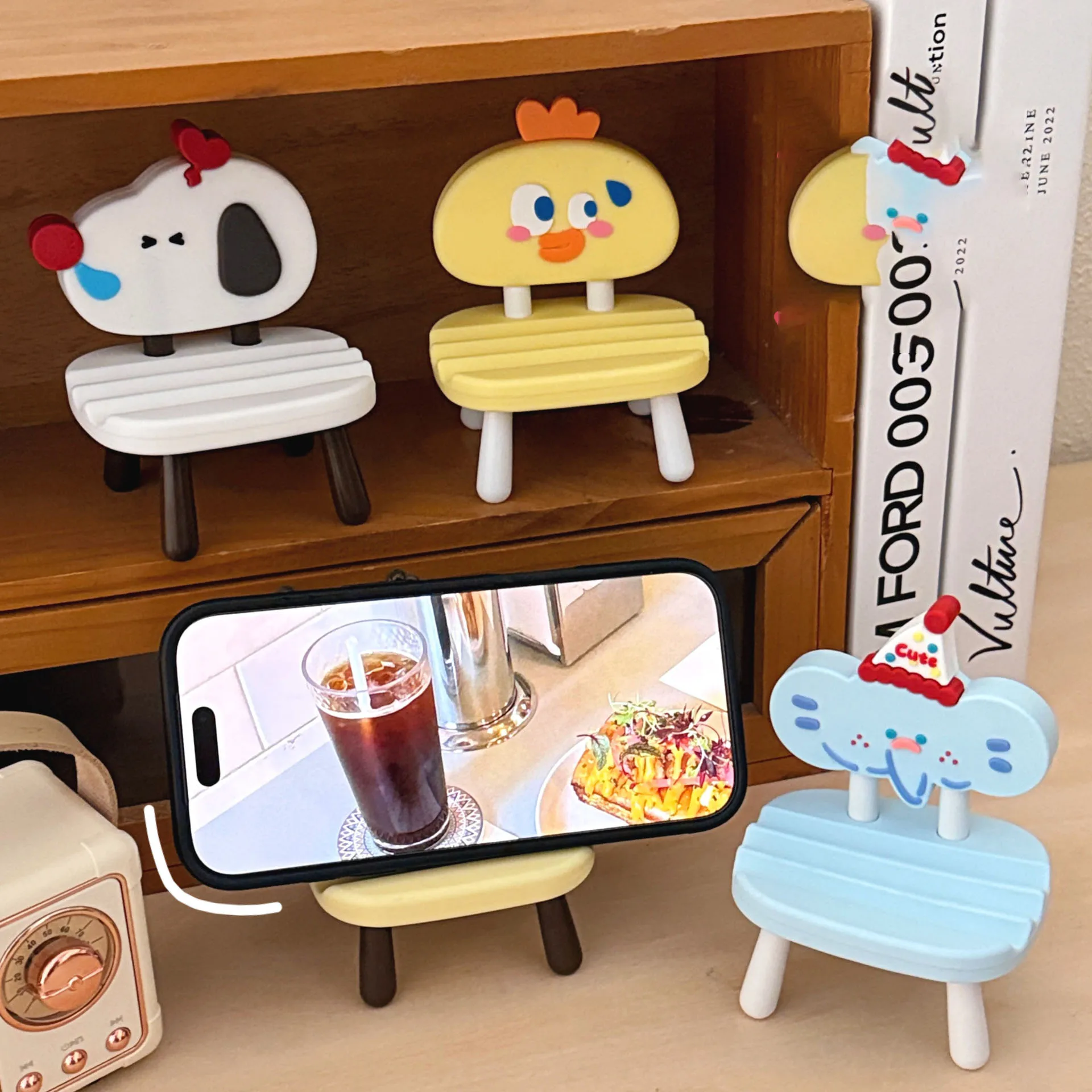1/6 Pcs Love Cute Pet Chair Styling Phone Stand Lazy Desktop Chasing Drama Dormitory Ornament Small Support Stand