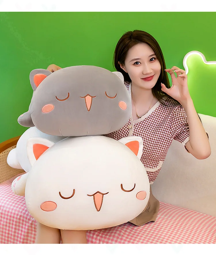 Mitao Cat Kawaii Plush Toys Cute Animal Soft Stuffed Pillow Couple Peach Cat Plushie Doll Cartoon Decorate Kids Birthday Gifts