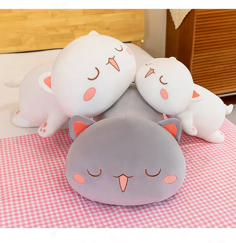 Mitao Cat Kawaii Plush Toys Cute Animal Soft Stuffed Pillow Couple Peach Cat Plushie Doll Cartoon Decorate Kids Birthday Gifts