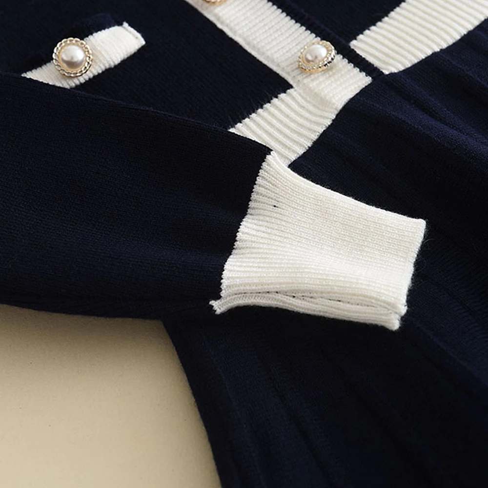 Bear Leader Autumn Winter Girls Sweater Long Sleeve Dress Vest Stripe Party Girl Baby Retro Knitted Wool Dress Casual Vestidos