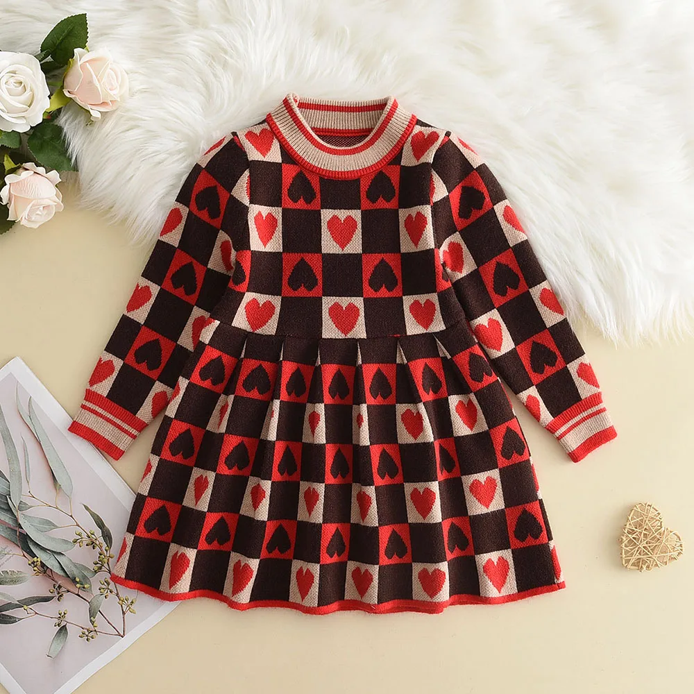 Bear Leader Autumn Winter Girls Sweater Long Sleeve Dress Vest Stripe Party Girl Baby Retro Knitted Wool Dress Casual Vestidos