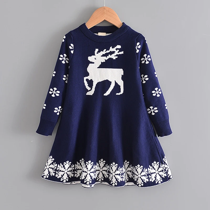 Bear Leader Autumn Winter Girls Sweater Long Sleeve Dress Vest Stripe Party Girl Baby Retro Knitted Wool Dress Casual Vestidos