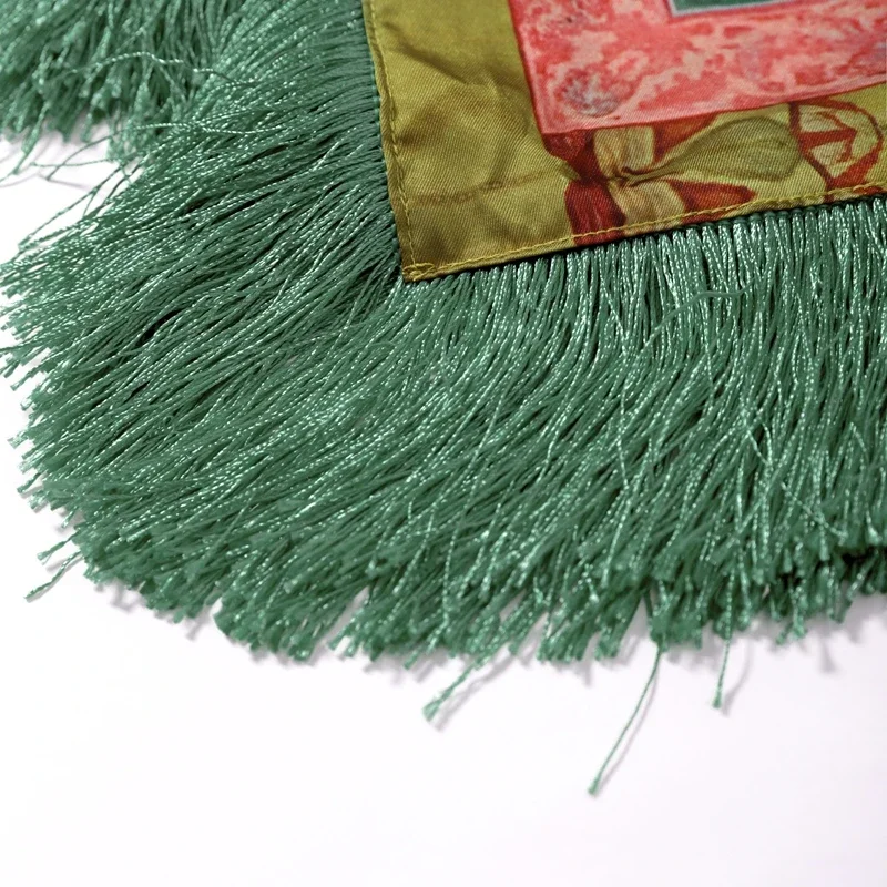 Boho Printed Tassel Square Scarf Women Green Fashion Casual Patchwork Female Shawls 2026 New Lady All-matching Vintage Outwears