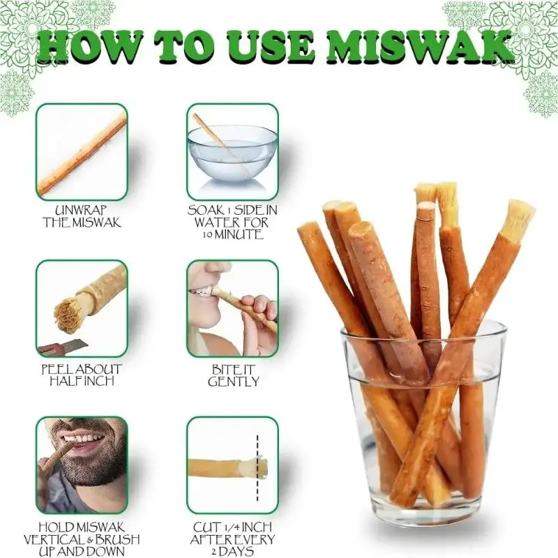 1Pcs S/L Misvak toothbrush Portable Natural Miswak Toothbrush Traditional Teeth Whitener & Manual Tooth Care Stick For Travel