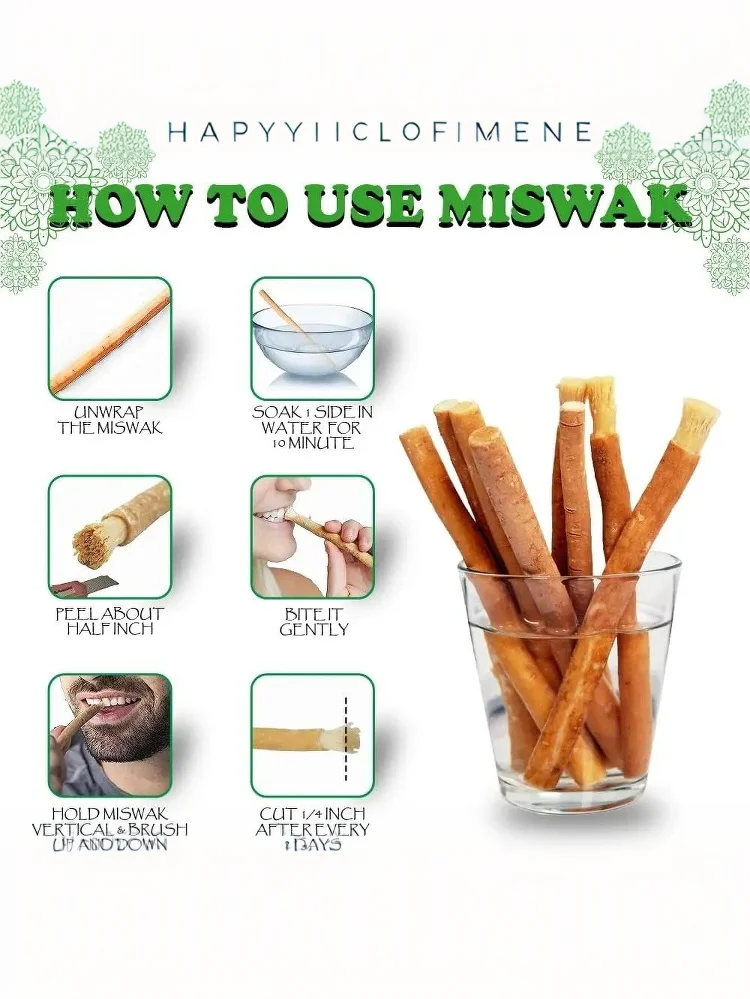 1Pcs S/L Misvak toothbrush Portable Natural Miswak Toothbrush Traditional Teeth Whitener & Manual Tooth Care Stick For Travel