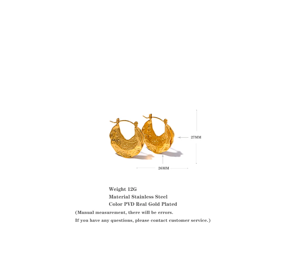 Yhpup New Stainless Steel 18K Gold Color Geometric Unusual Huggie Earrings Statement Stereoscopic Waterproof Stylish Jewelry