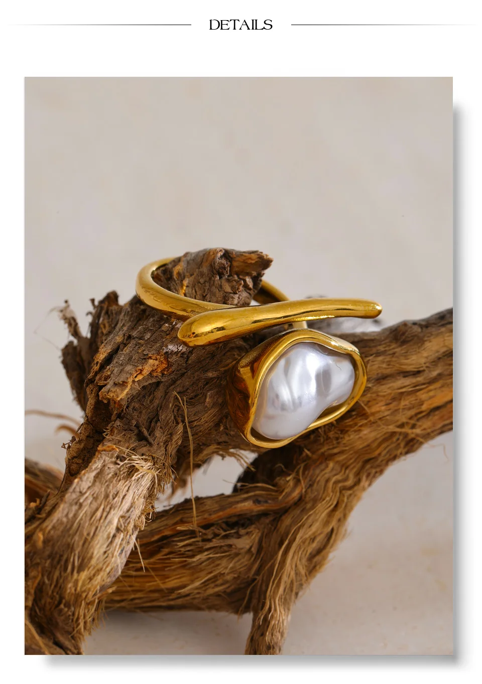 Yhpup 2025 Baroque Simulated Pearls Vintage Ring for Women 18K Golden Plated Distinctive Fashion Attractive Finger Charm Jewelry