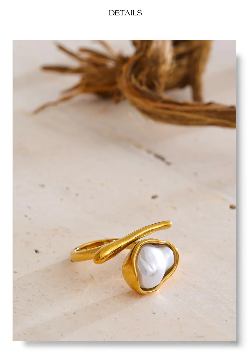 Yhpup 2025 Baroque Simulated Pearls Vintage Ring for Women 18K Golden Plated Distinctive Fashion Attractive Finger Charm Jewelry