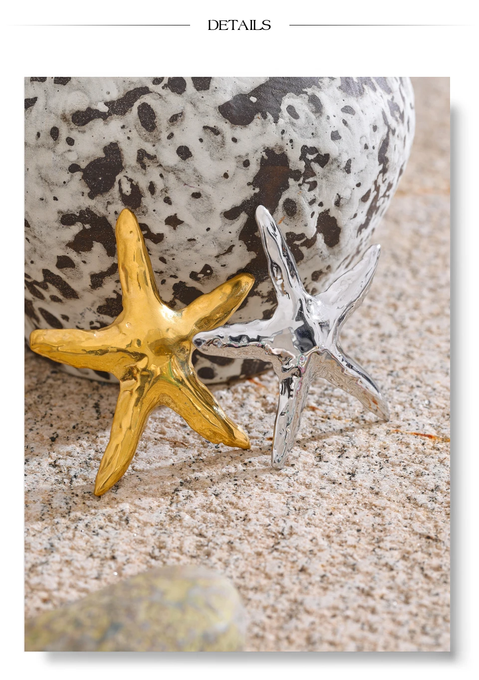 Yhpup 2025 Waterproof Smooth Stainless Steel Metal Starfish Brooches Pin Ocean Style Texture Clothing Accessories Wholesale
