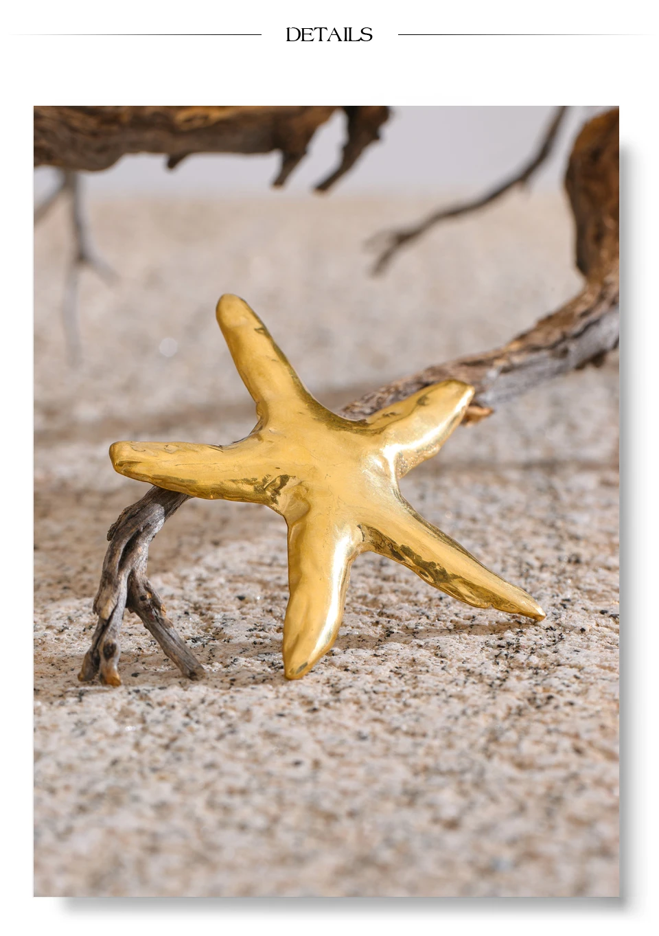 Yhpup 2025 Waterproof Smooth Stainless Steel Metal Starfish Brooches Pin Ocean Style Texture Clothing Accessories Wholesale