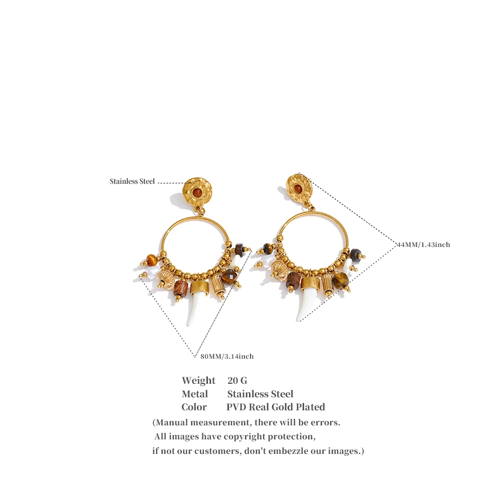 Yhpup Exclusive Style Waterproof Resin Wood Pearl Drop Charm Drop Earrings Stainless Steel Handmade Trendy Fashion Jewelry 2025