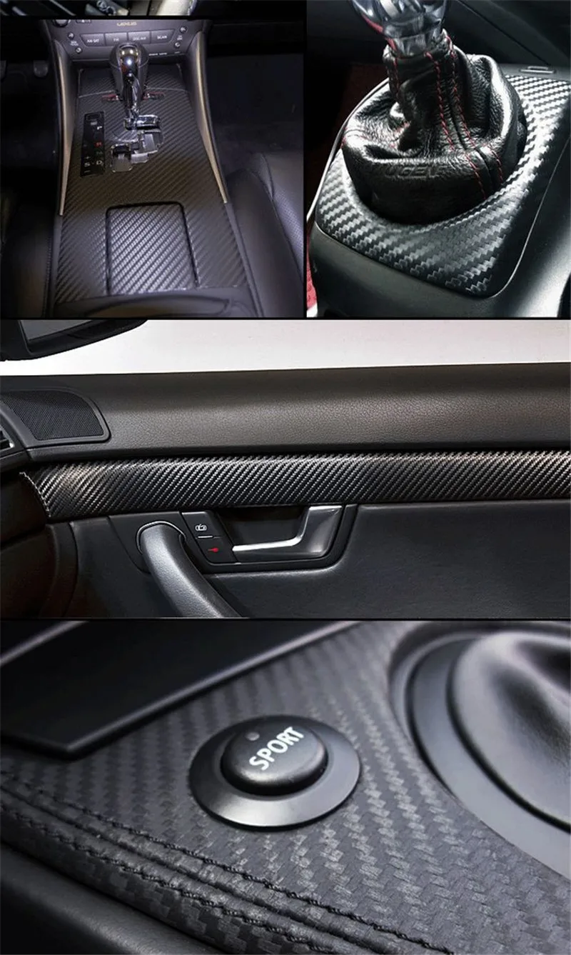 50cmx200cm 3D Carbon Fiber Vinyl Car Wrap Sheet Roll Film Car Stickers and Decals Motorcycle Car Styling Accessories Automobiles