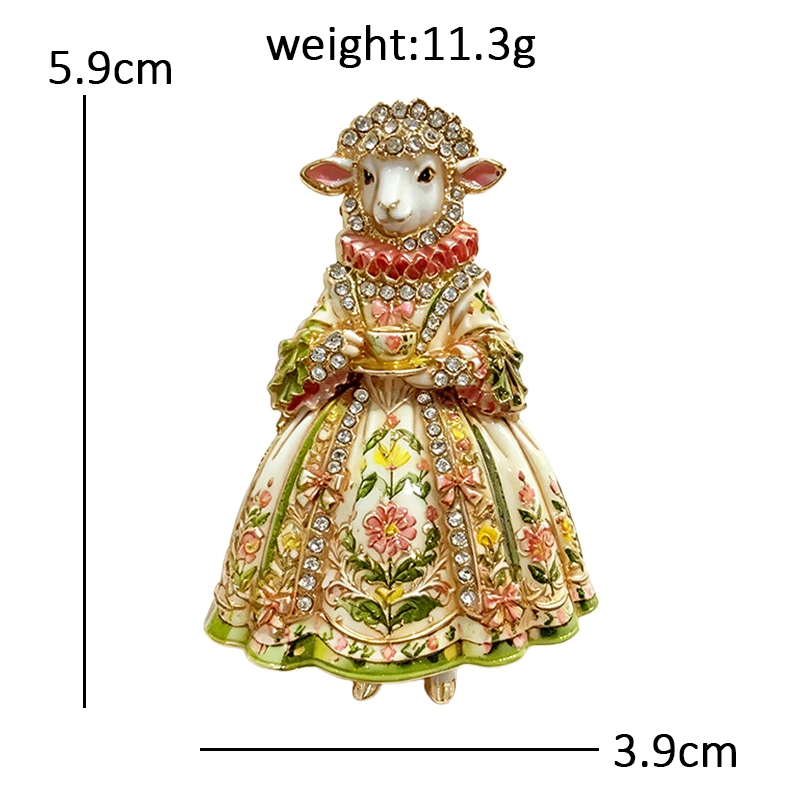 Wuli&baby Beautiful Sheep Lady Brooches For Women Unisex 4-color Elegant Rhinestone Ancient Dress Goat Party Brooch Pin Gifts