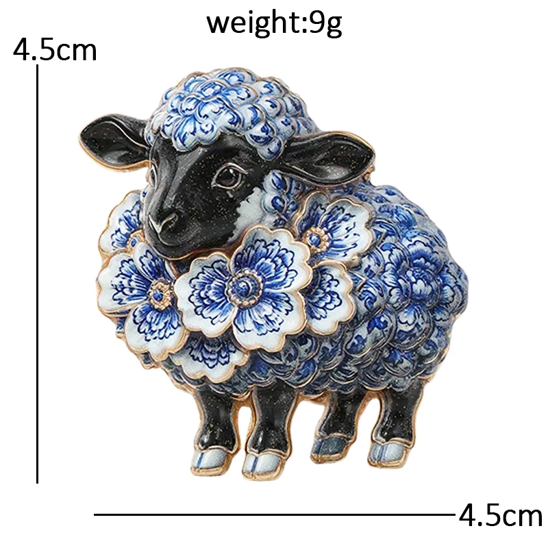 Wuli&baby Charming Sheep Brooches Pins For Women Unisex 6-color Flowers Goat New Year Party Office Animal Brooch Pin Gifts
