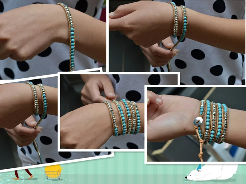 Natural Stones Labradorite Boho Friendship Bracelet Women Man Handmade String Braided Yoga Charm Wrap Bracelet Bangle