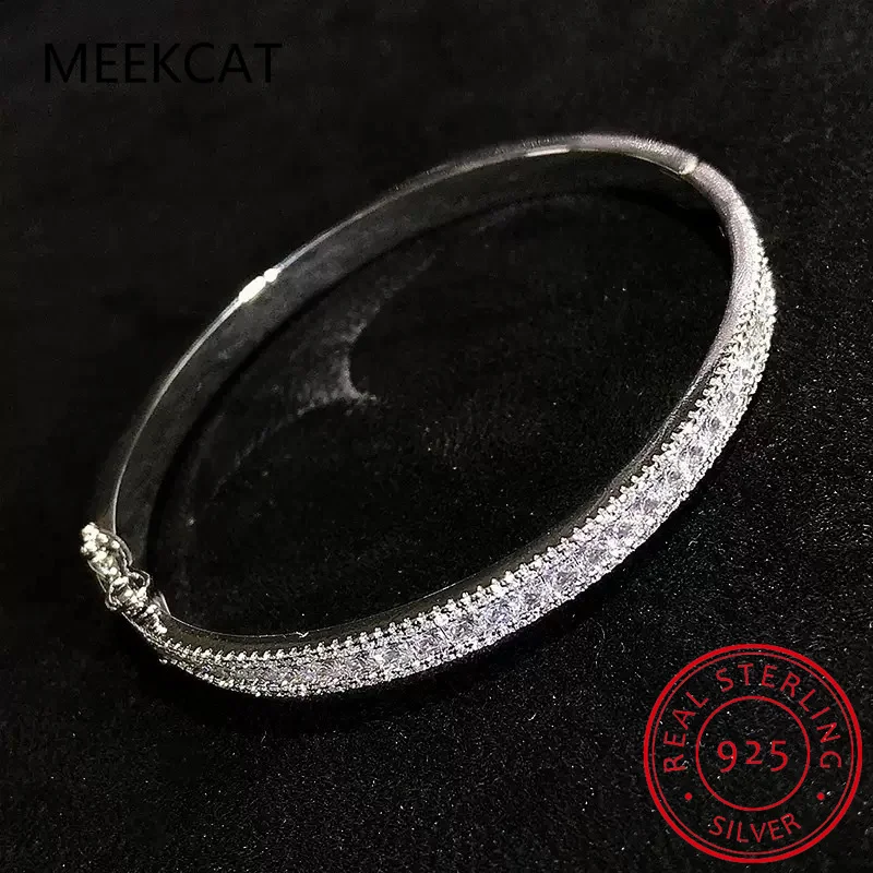 Luxury D Color Colored Rainbow Tennis Full Moissanite Bangle Bracelet for Woman Party S925 Sterling Silver Diamond Jewelry