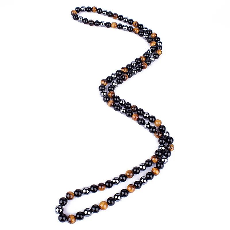 Fashion Tiger Eye Stone Beaded Necklaces Men Meditation Yoga Natural Stone Necklaces for Women New Design Handmade Jewelry Gift