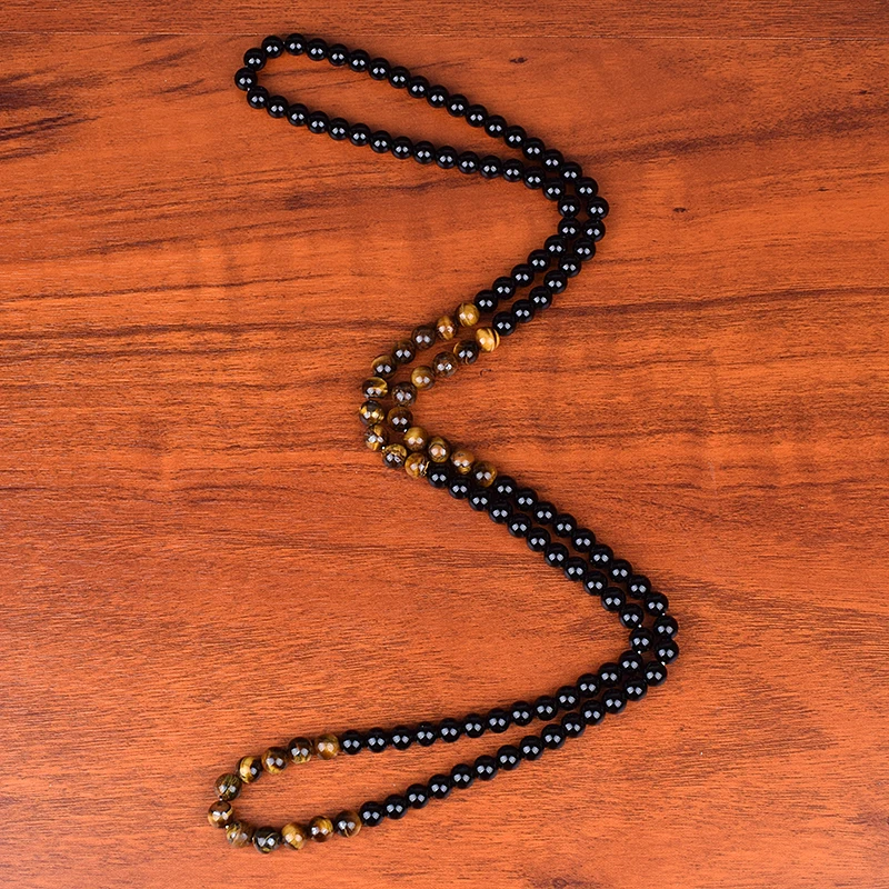 Fashion Tiger Eye Stone Beaded Necklaces Men Meditation Yoga Natural Stone Necklaces for Women New Design Handmade Jewelry Gift