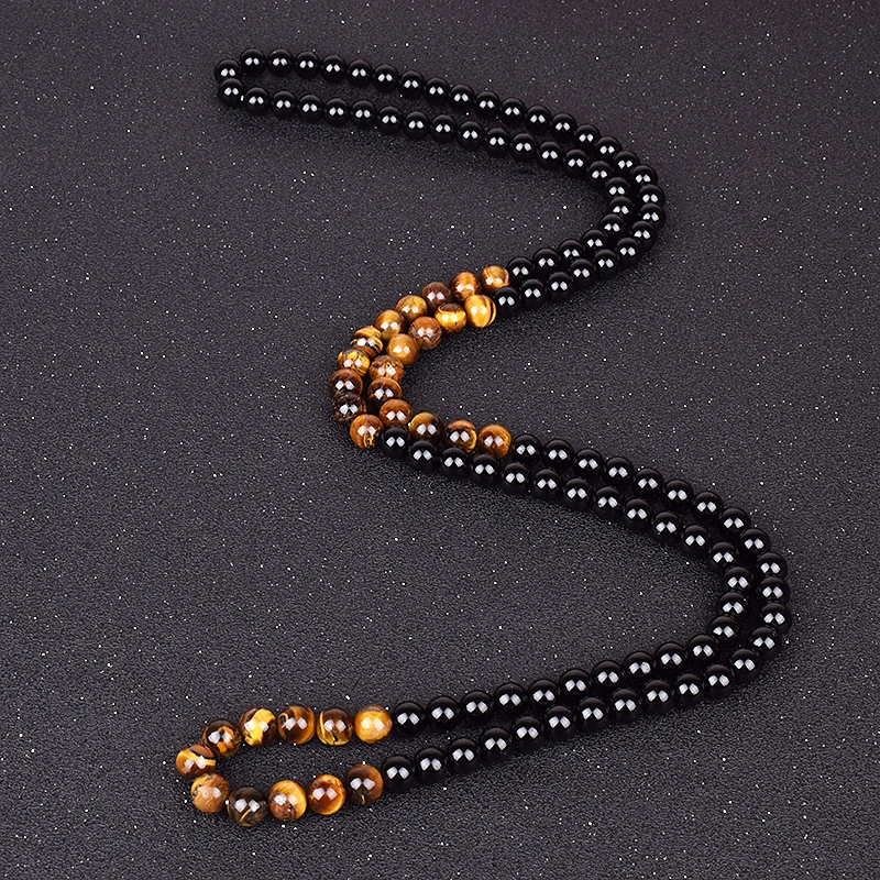 Fashion Tiger Eye Stone Beaded Necklaces Men Meditation Yoga Natural Stone Necklaces for Women New Design Handmade Jewelry Gift