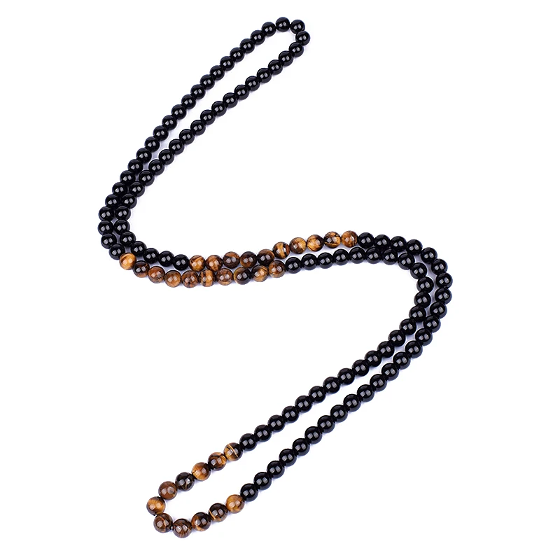 Fashion Tiger Eye Stone Beaded Necklaces Men Meditation Yoga Natural Stone Necklaces for Women New Design Handmade Jewelry Gift