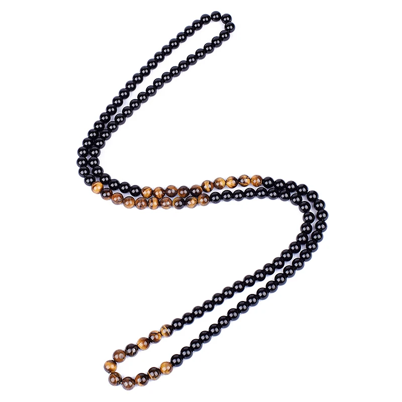 Fashion Tiger Eye Stone Beaded Necklaces Men Meditation Yoga Natural Stone Necklaces for Women New Design Handmade Jewelry Gift