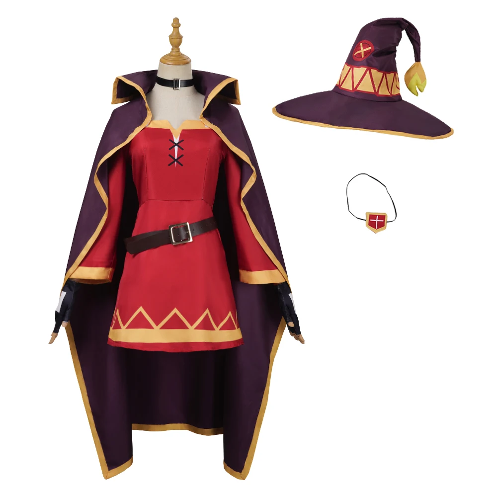 Anime megumin cosplay costume konsubarash Sekai ni shukufuku wo! Cosplay dress hat cloak uniform wig Halloween party cos girls