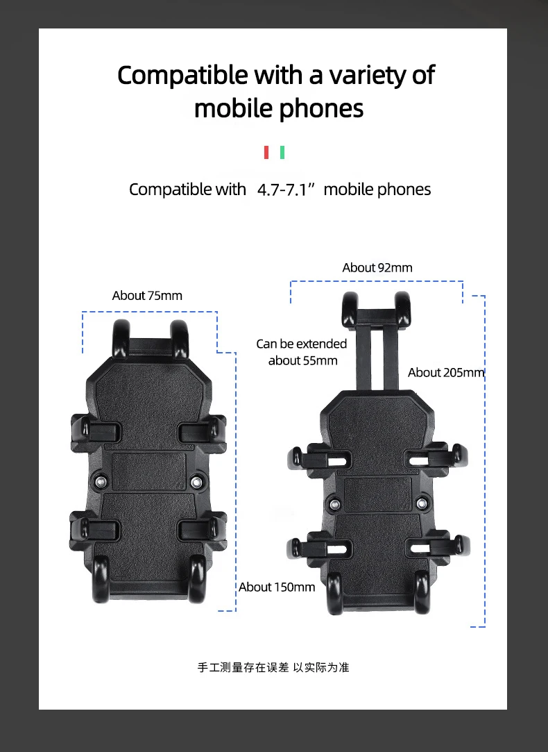 Motorcycle Electric Bike Mobile Phone Holder Aluminum Handlebar Bicycle Riding Bracket GPS Mount Phone Holder W/ Shock Absorber