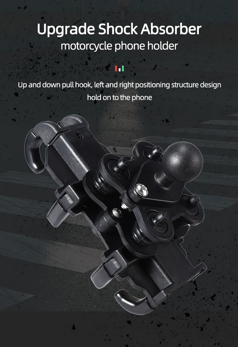 Motorcycle Electric Bike Mobile Phone Holder Aluminum Handlebar Bicycle Riding Bracket GPS Mount Phone Holder W/ Shock Absorber