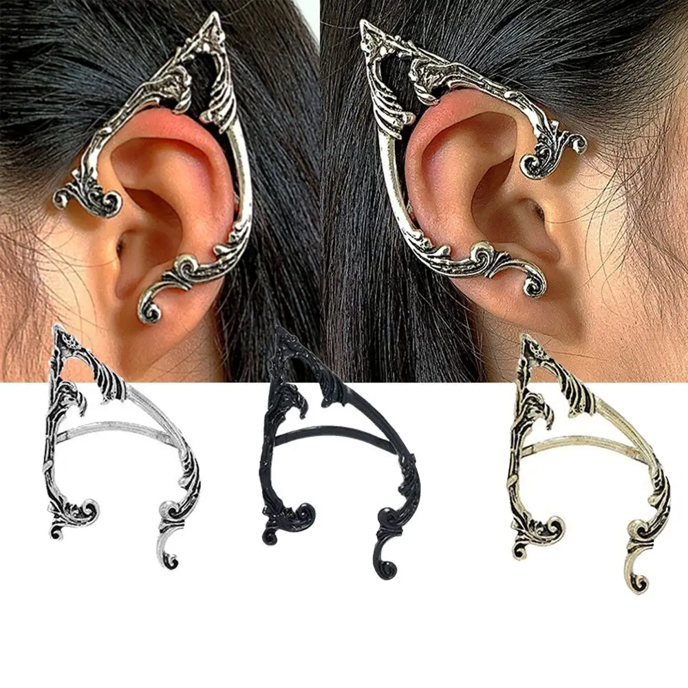 Gothic Elf Ear Clips Piercing Cartilage Climber Retro Clip Earring Punk Hip Hop Jewelry Accessories