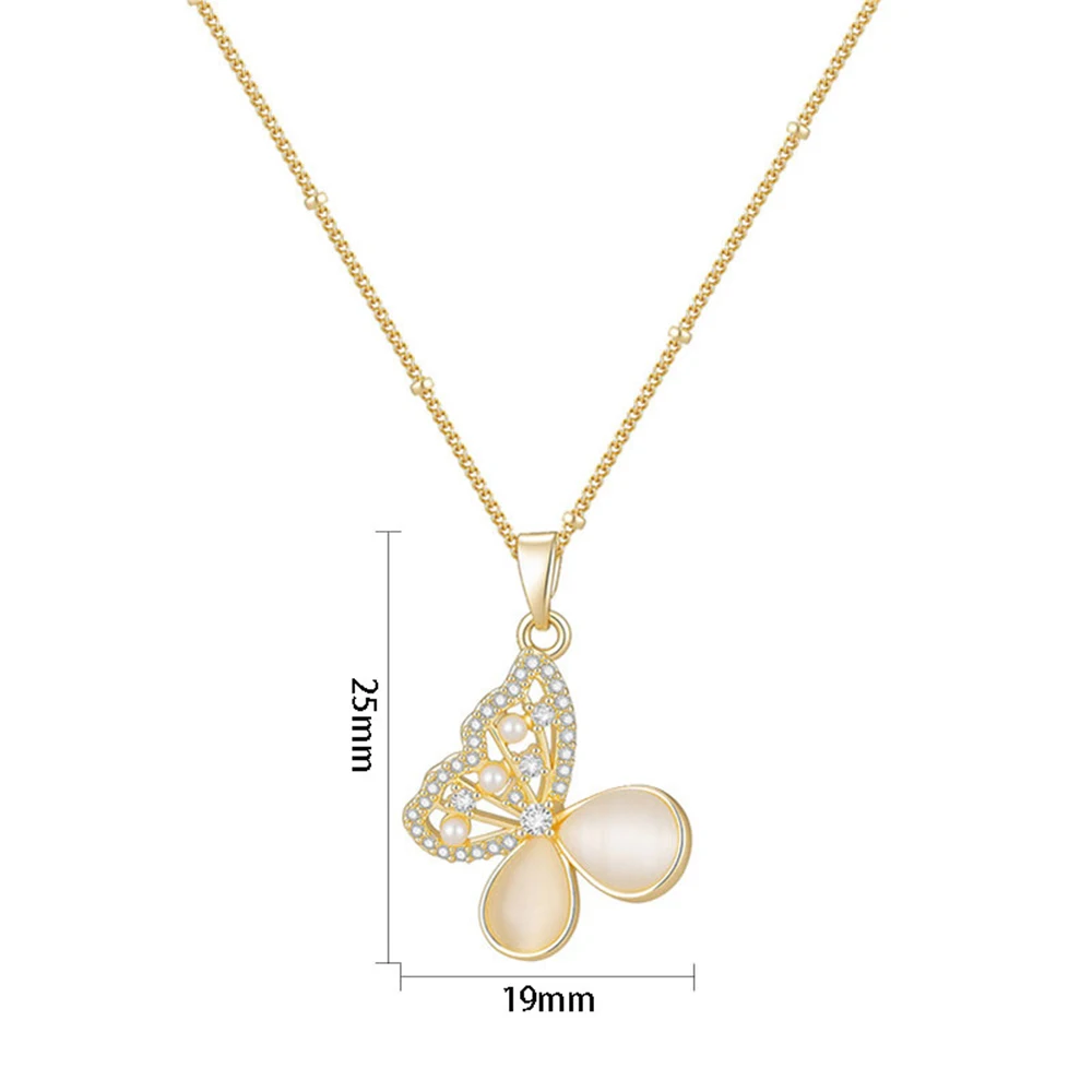 Monkton Fashion Butterfly Necklaces for Women Gold Plated Clavicle Chain with Crystal/Mother-of-Pearl Pendant Charm Accessories
