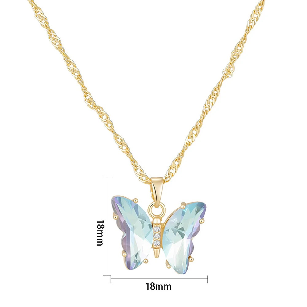 Monkton Fashion Butterfly Necklaces for Women Gold Plated Clavicle Chain with Crystal/Mother-of-Pearl Pendant Charm Accessories