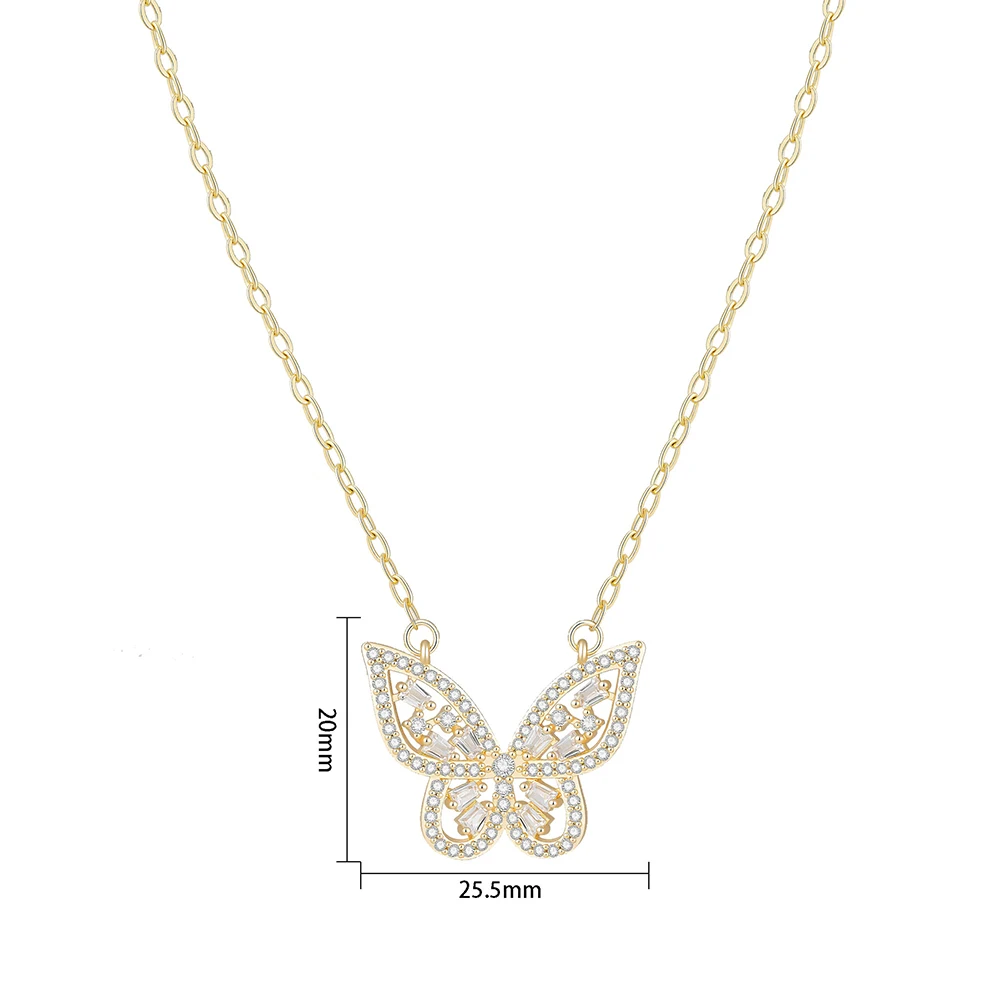 Monkton Fashion Butterfly Necklaces for Women Gold Plated Clavicle Chain with Crystal/Mother-of-Pearl Pendant Charm Accessories