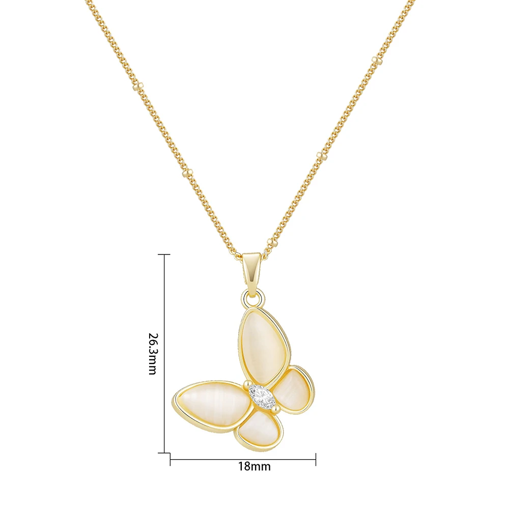 Monkton Fashion Butterfly Necklaces for Women Gold Plated Clavicle Chain with Crystal/Mother-of-Pearl Pendant Charm Accessories