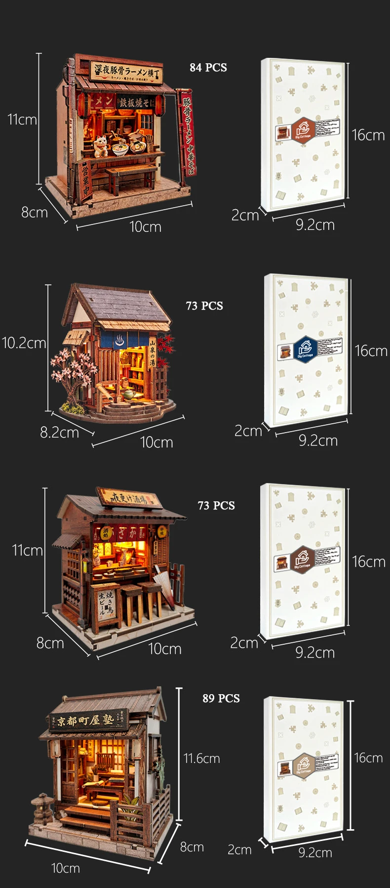 NEW DIY Wooden Japanese Mini Shop Cottage Casa Miniature Model Kits With Furniture Dollhouse for Friends Birthday Gifts