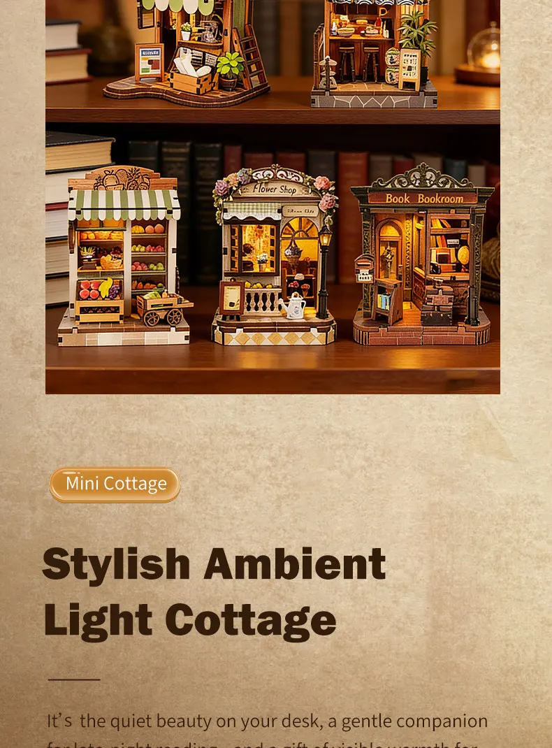 NEW DIY Wooden Japanese Mini Shop Cottage Casa Miniature Model Kits With Furniture Dollhouse for Friends Birthday Gifts
