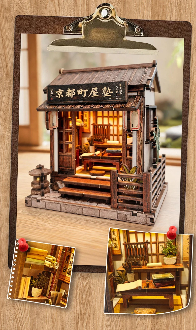 NEW DIY Wooden Japanese Mini Shop Cottage Casa Miniature Model Kits With Furniture Dollhouse for Friends Birthday Gifts