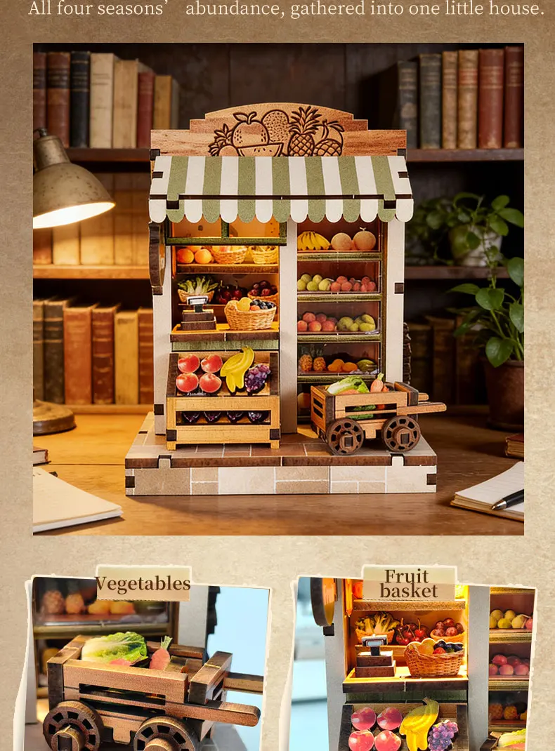 NEW DIY Wooden Japanese Mini Shop Cottage Casa Miniature Model Kits With Furniture Dollhouse for Friends Birthday Gifts