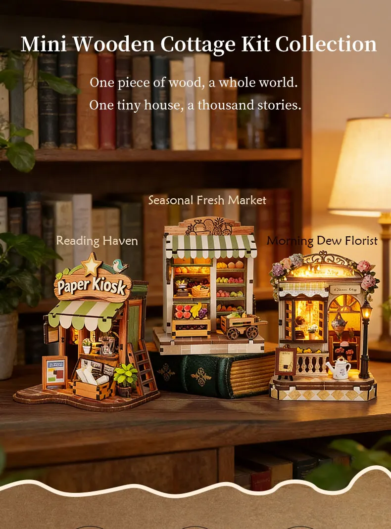 NEW DIY Wooden Japanese Mini Shop Cottage Casa Miniature Model Kits With Furniture Dollhouse for Friends Birthday Gifts