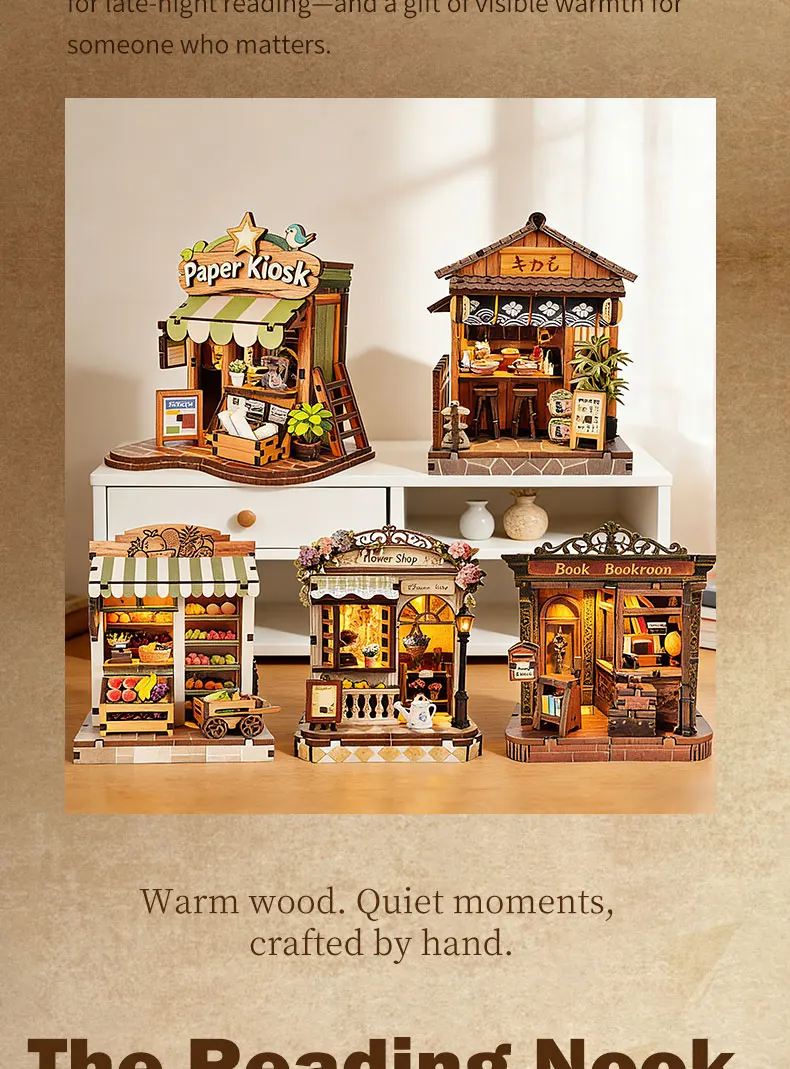 NEW DIY Wooden Japanese Mini Shop Cottage Casa Miniature Model Kits With Furniture Dollhouse for Friends Birthday Gifts