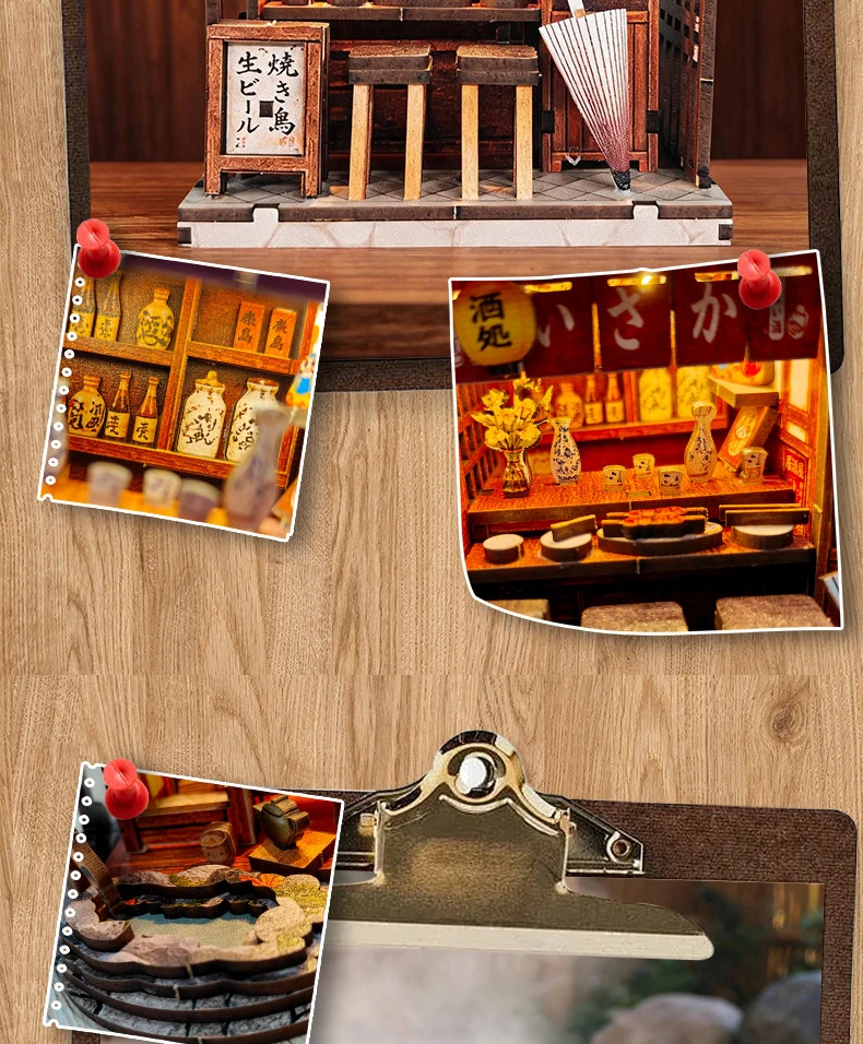 NEW DIY Wooden Japanese Mini Shop Cottage Casa Miniature Model Kits With Furniture Dollhouse for Friends Birthday Gifts