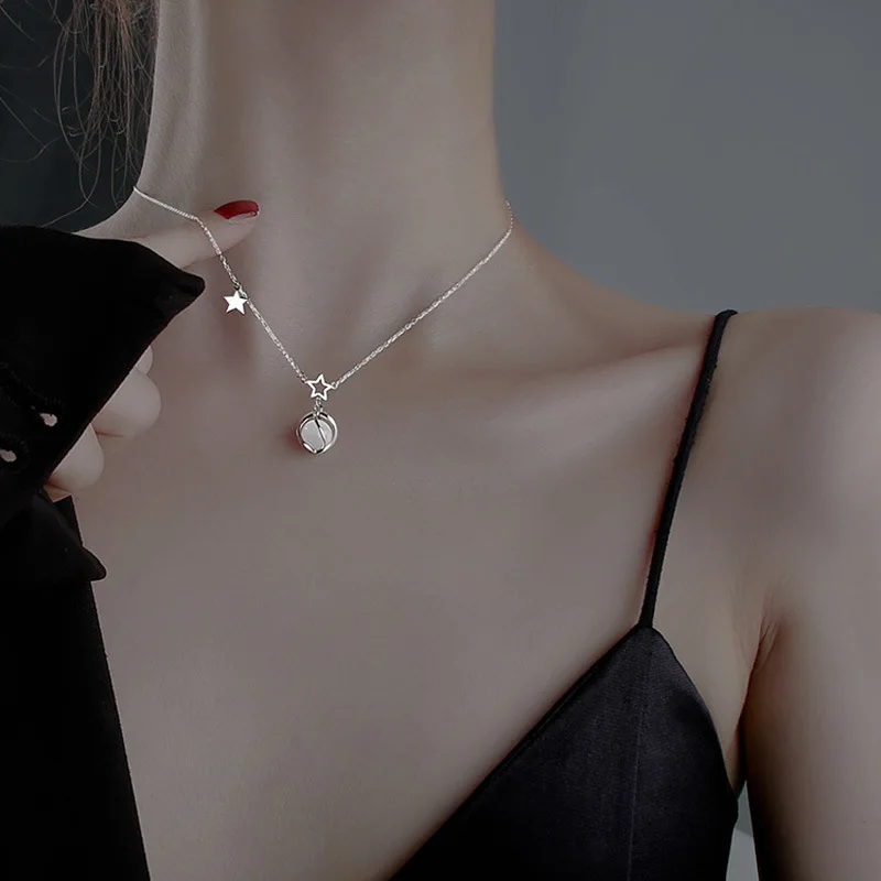 Simple Fashion Pink Zircon Cherry Blossom Pendant Necklace For Women Butterfly Love Collarbone Chain Wedding Jewelry Gifts
