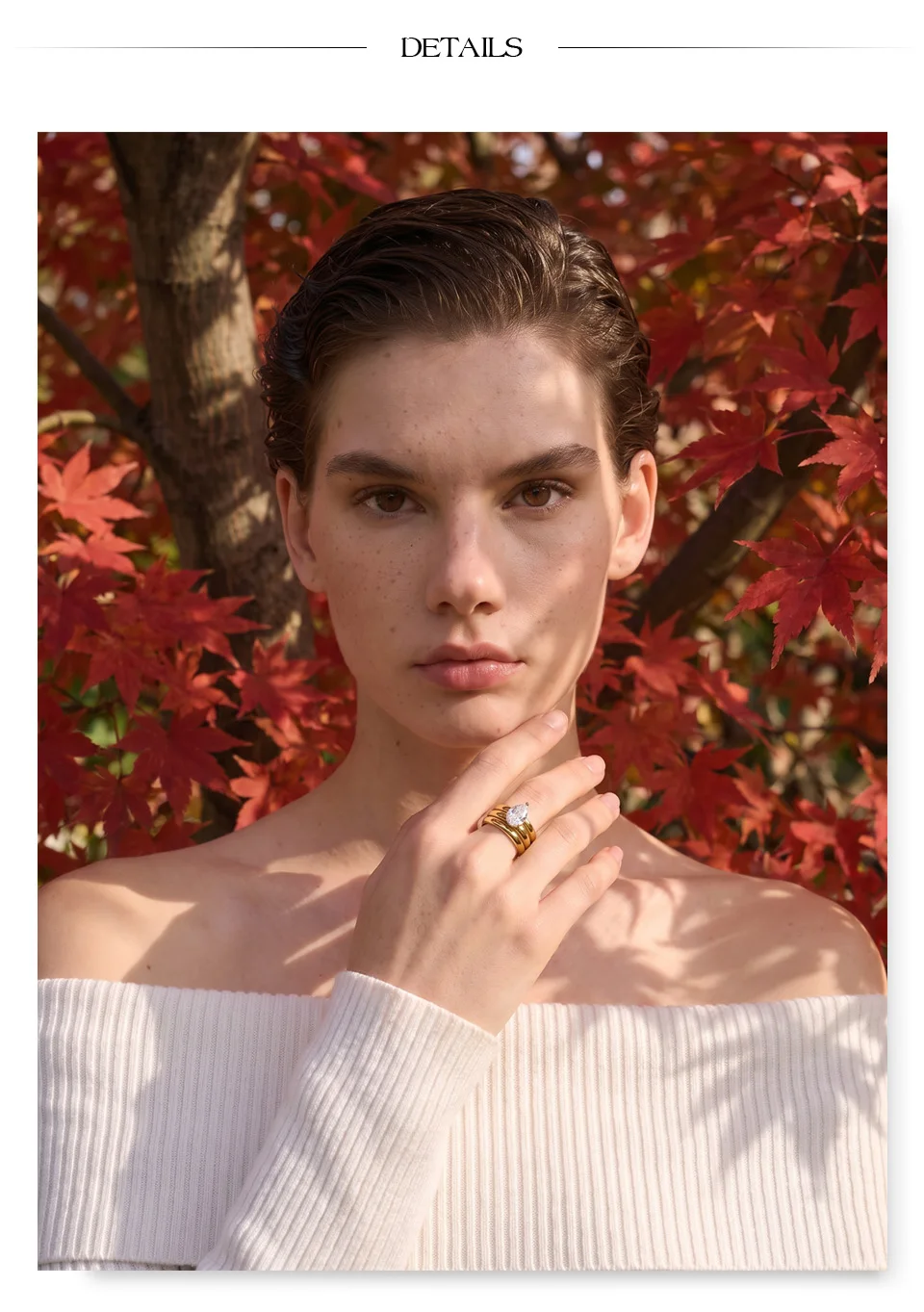 Yhpup Stainless Steel Layered Zircon Teardrop Cast Ring High Quality Shiny Aesthetic Premium Jewelry Accessories