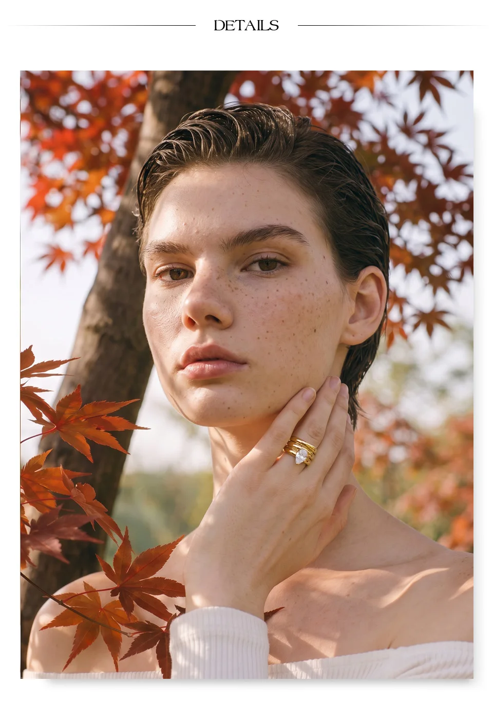 Yhpup Stainless Steel Layered Zircon Teardrop Cast Ring High Quality Shiny Aesthetic Premium Jewelry Accessories